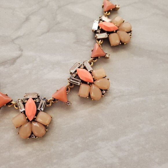 ✨ J.Crew Orange Touple Rhinestones Crystals Cluster Statement Necklace ✨ - Picture 5 of 15